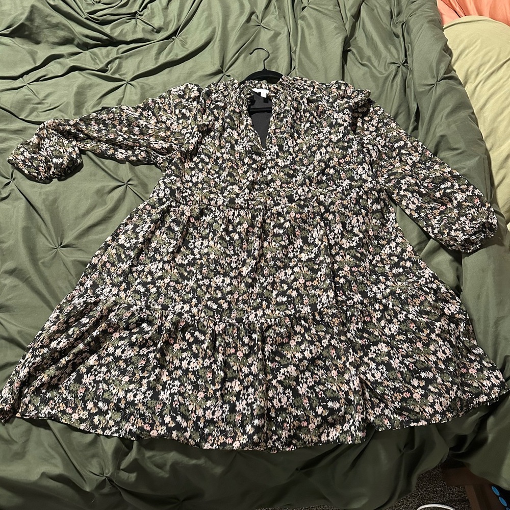 Time and Tru Black and Pink Floral Dress